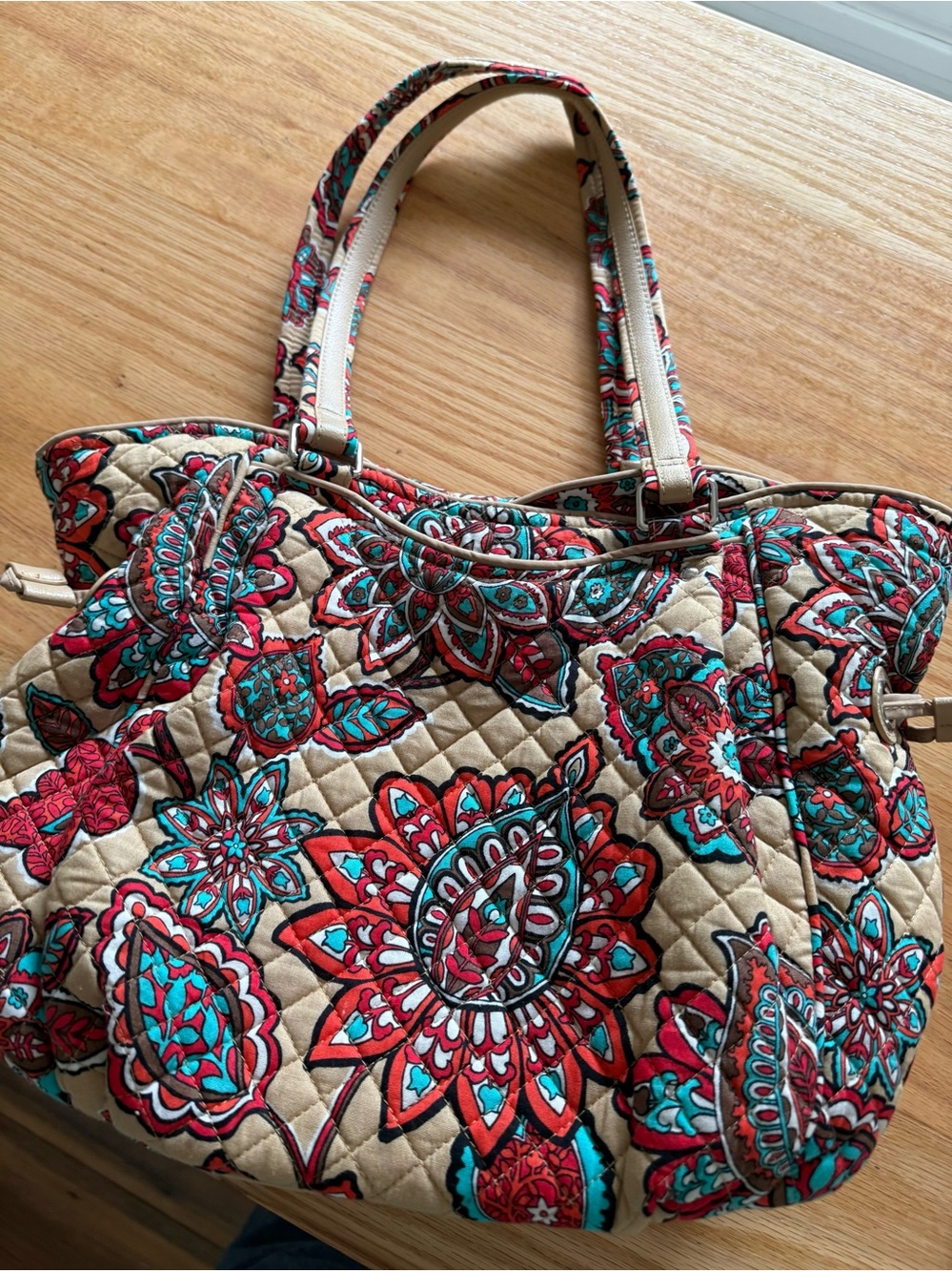 Vera Bradley “Glenna” Quilted Floral Tote Bag in “Desert Bloom”
